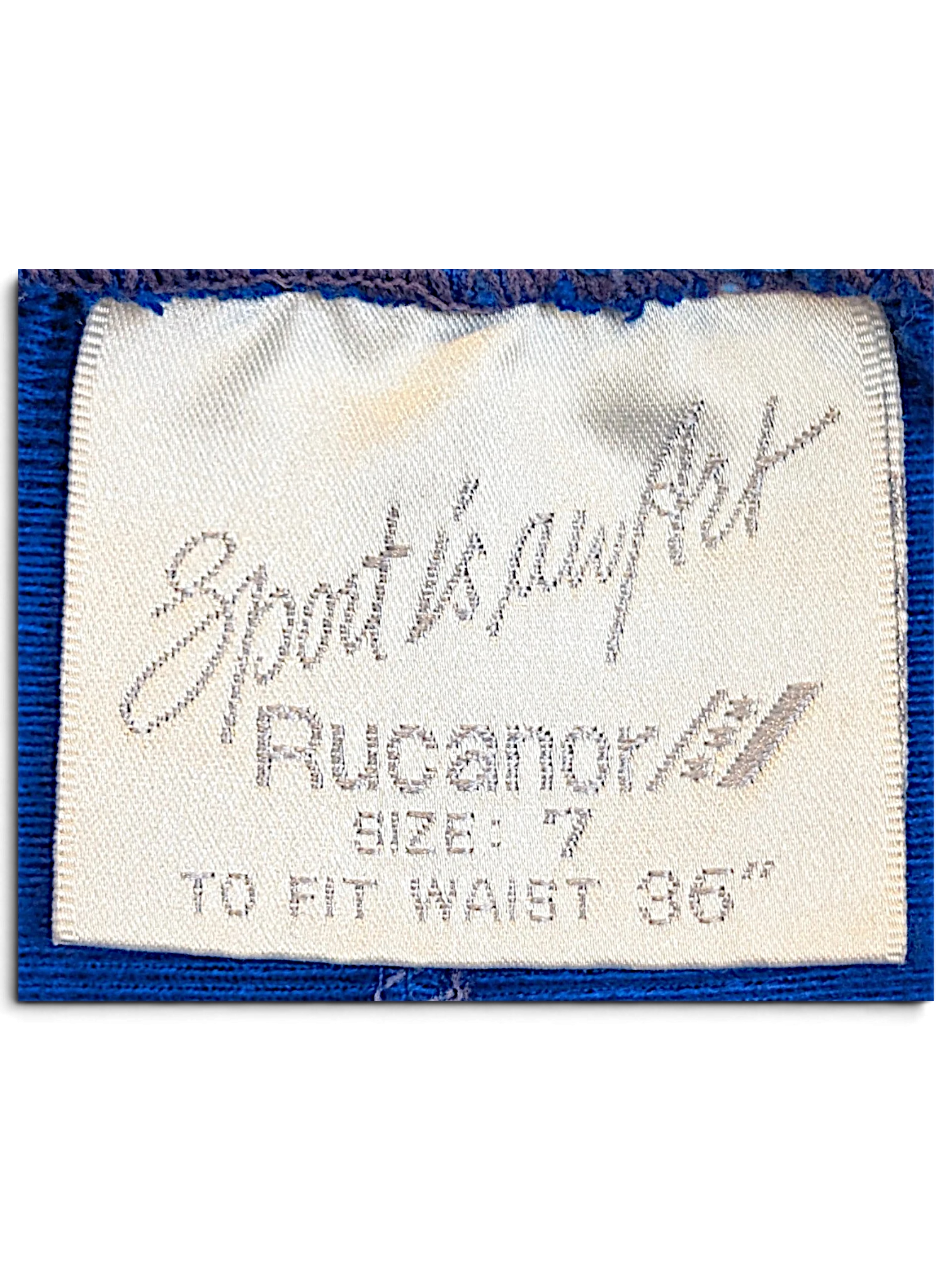 JAKE & IPI vintage Rucanor track pants size 7 clothing label in royal blue fabric