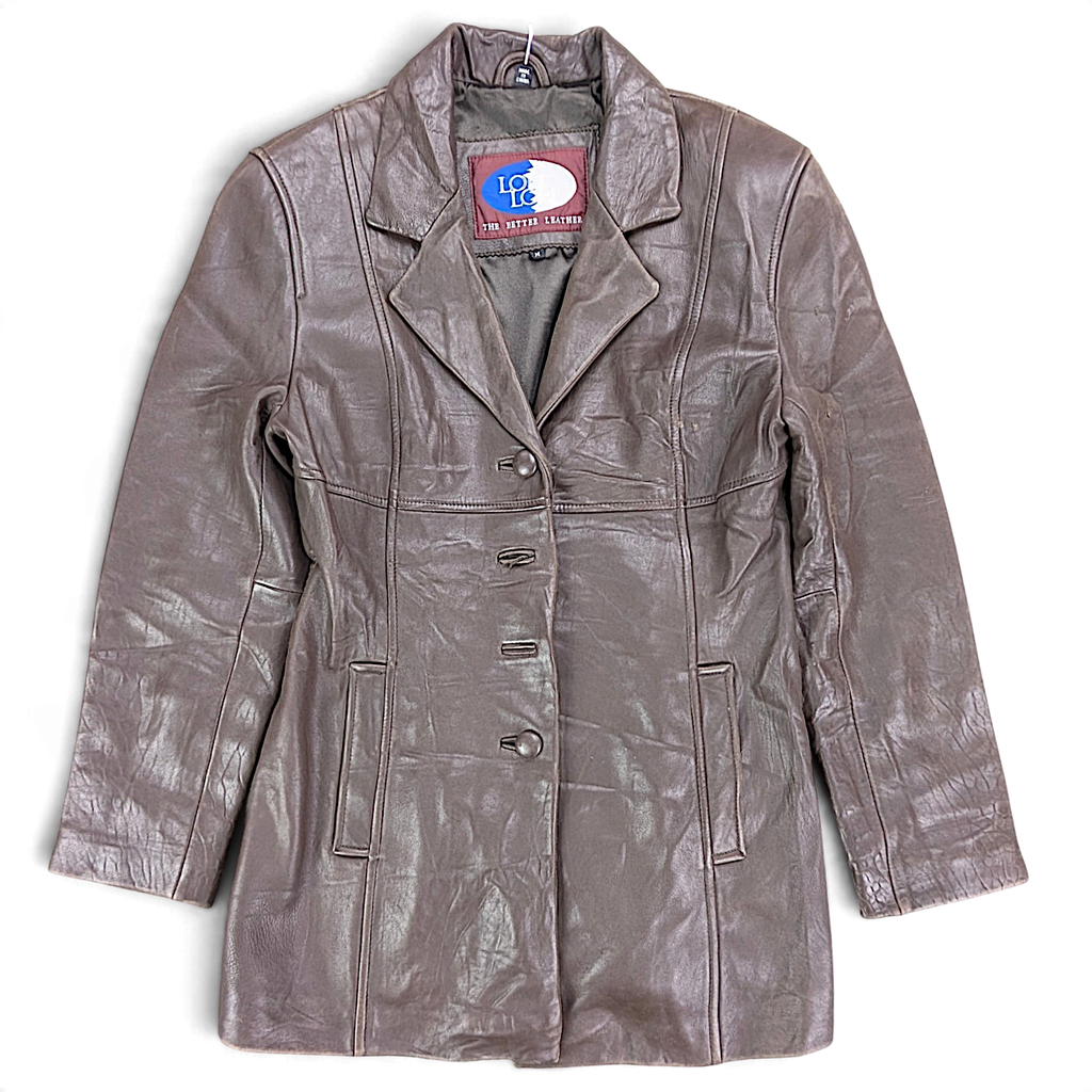 Lobi Lobi Brown Genuine Leather Car Coat – M – front view.