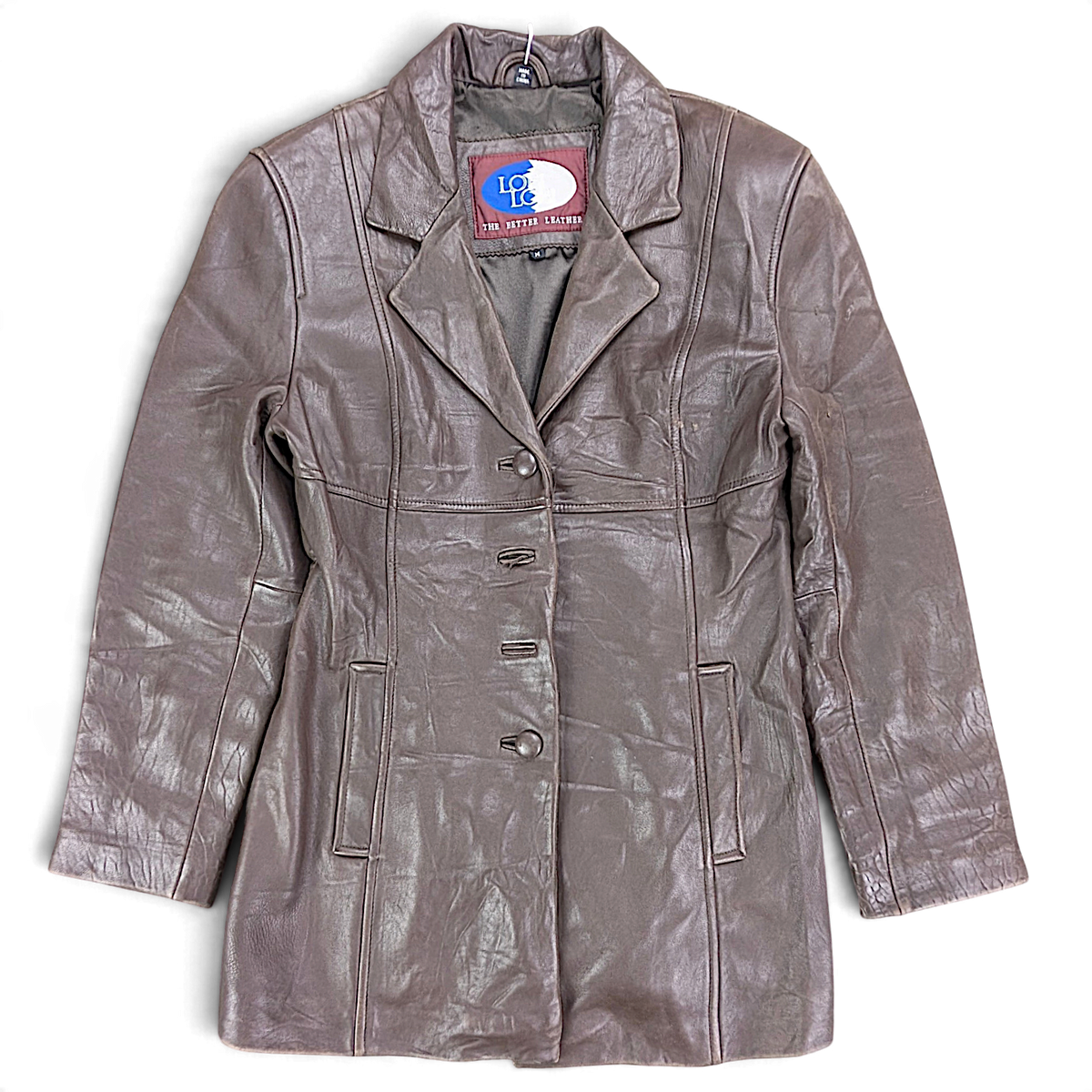 Lobi Lobi Brown Genuine Leather Car Coat – M – front view.