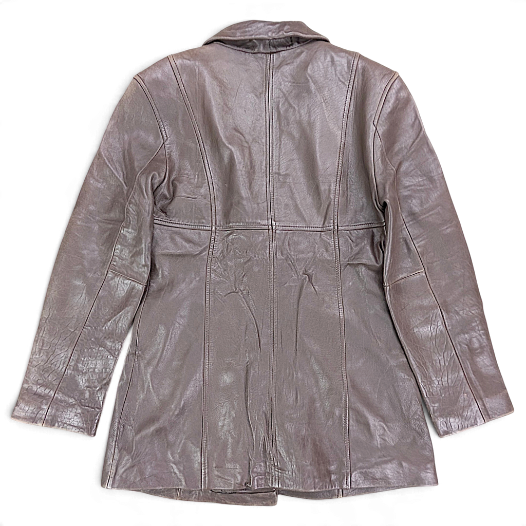 Lobi Lobi Brown Genuine Leather Car Coat – M – back view.