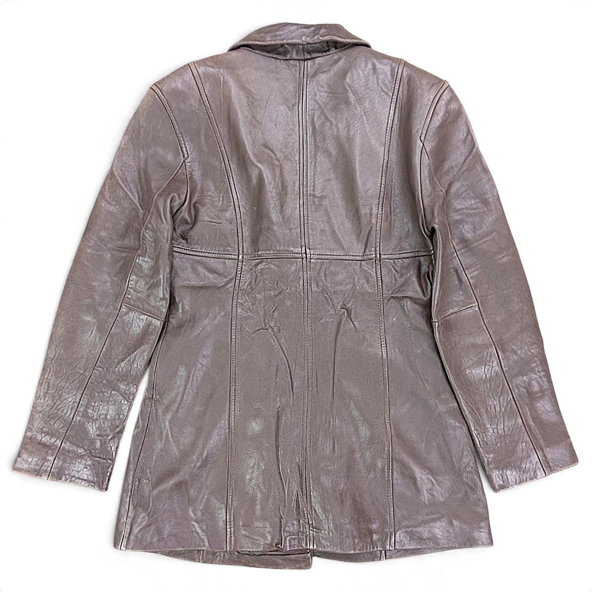 Lobi Lobi Brown Genuine Leather Car Coat – M – back view.