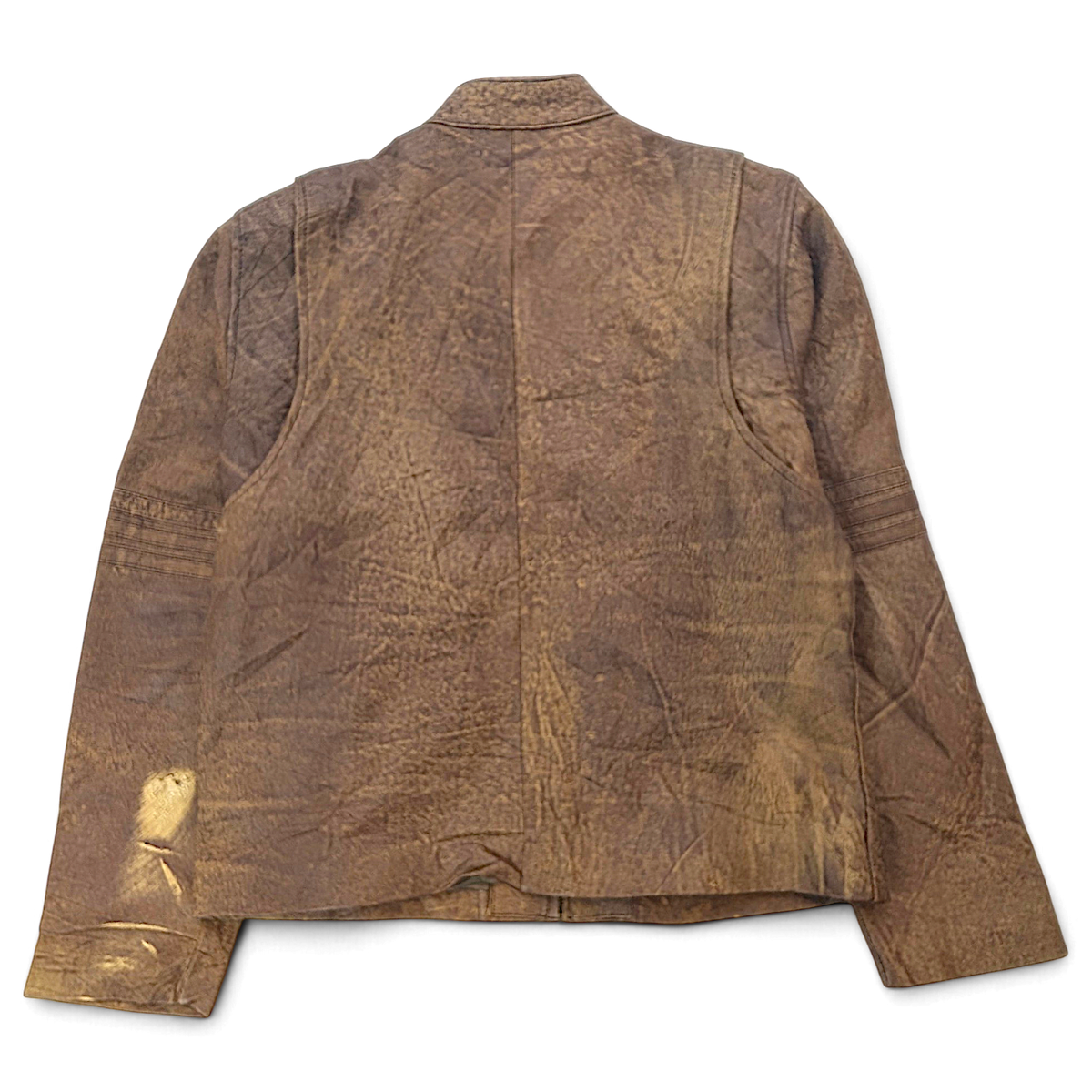 Dormeuil England Brown Leather Multi-Pocket Biker Jacket – Size Unmarked – back view.