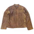 Dormeuil England Brown Leather Multi-Pocket Biker Jacket – Size Unmarked – front view.