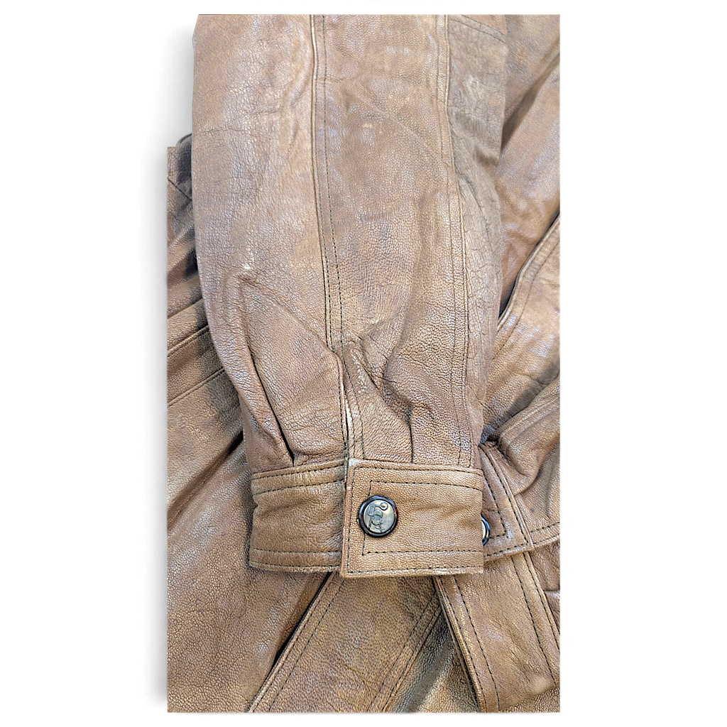 Unbranded Brown Genuine Leather Field Coat with Removable Liner – L – sleeve and cuff detail.