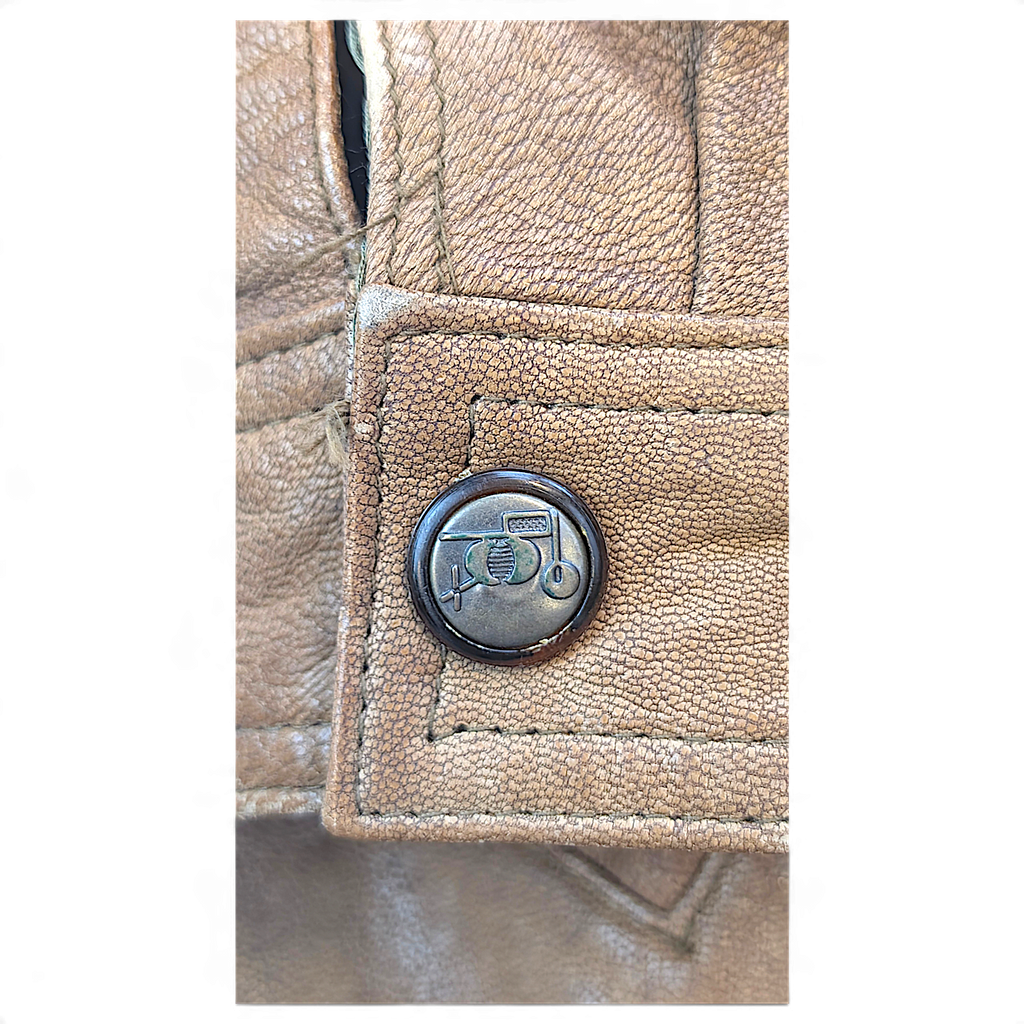 Unbranded Brown Genuine Leather Field Coat with Removable Liner – L – fastening and hardware detail.