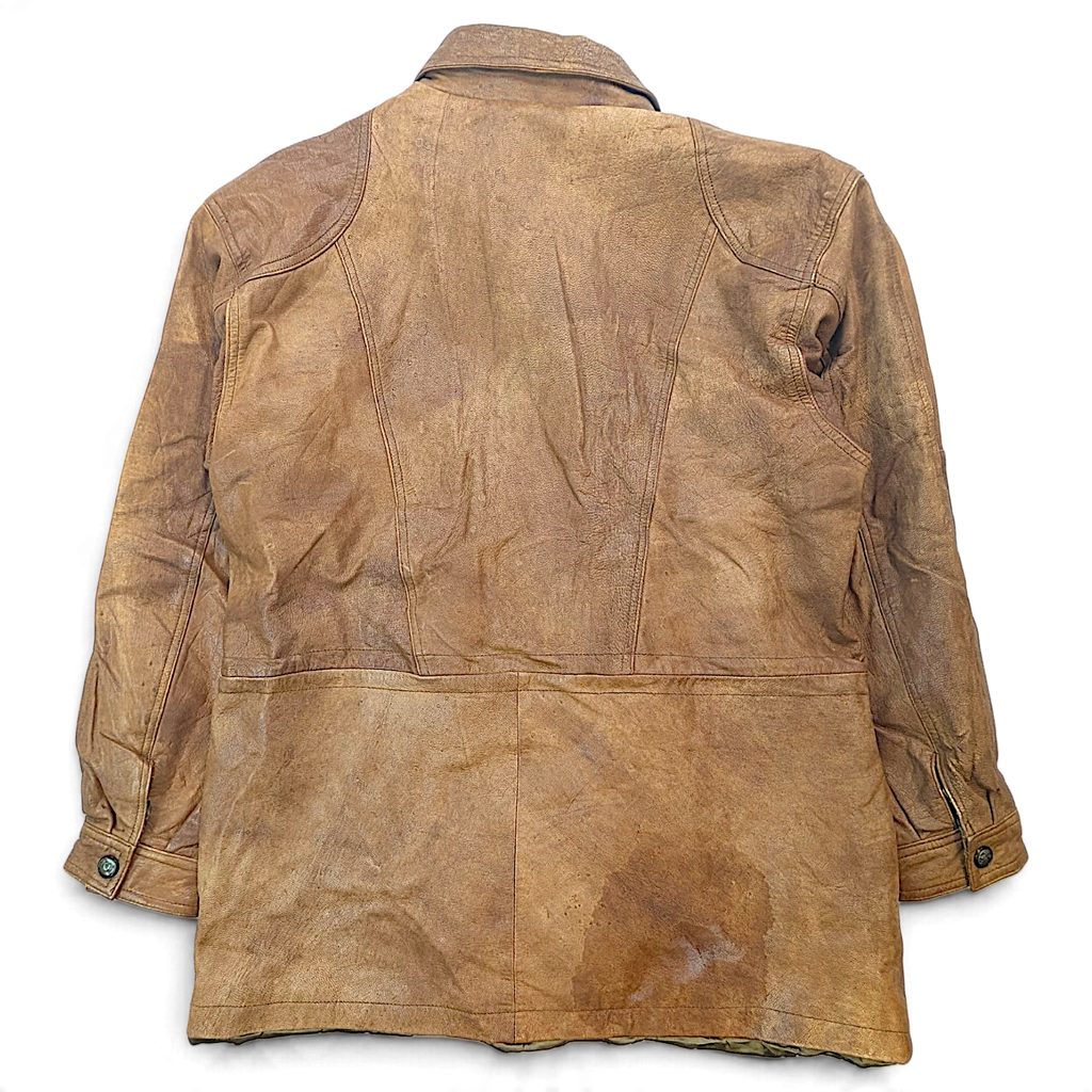 Unbranded Brown Genuine Leather Field Coat with Removable Liner – L – back view.