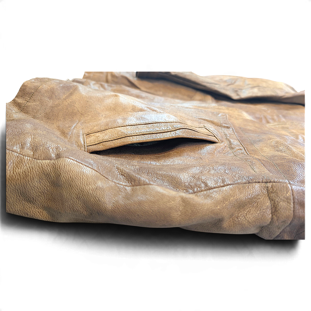 Unbranded Brown Genuine Leather Field Coat with Removable Liner – L – pocket detail.