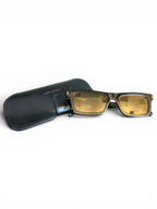 JAKE & IPI Saint Laurent SL461 Betty rectangular sunglasses with black frames and protective leather case
