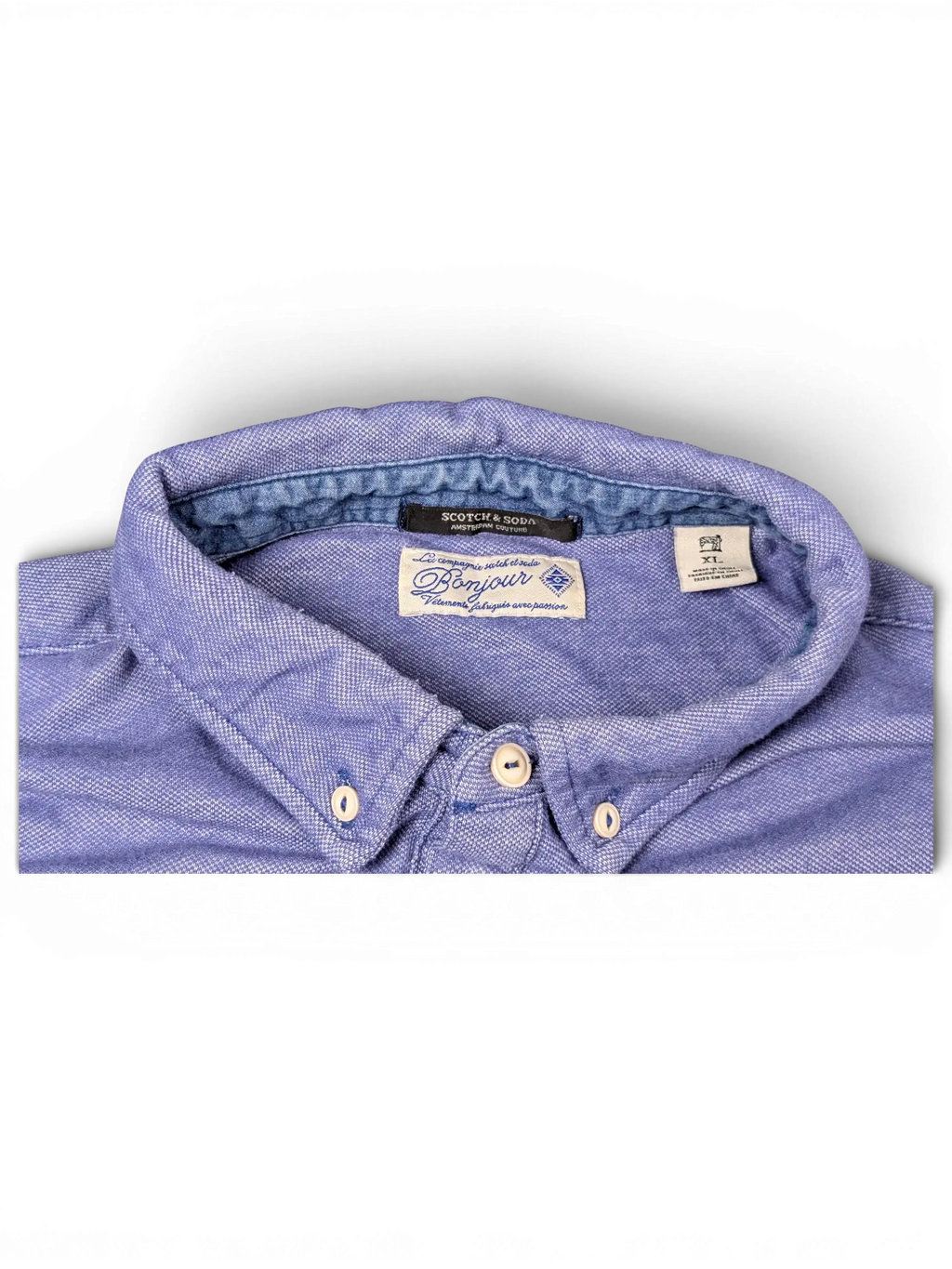 JAKE & IPI pre-owned Scotch & Soda grey button-down polo shirt with a five-button placket and collar detail.