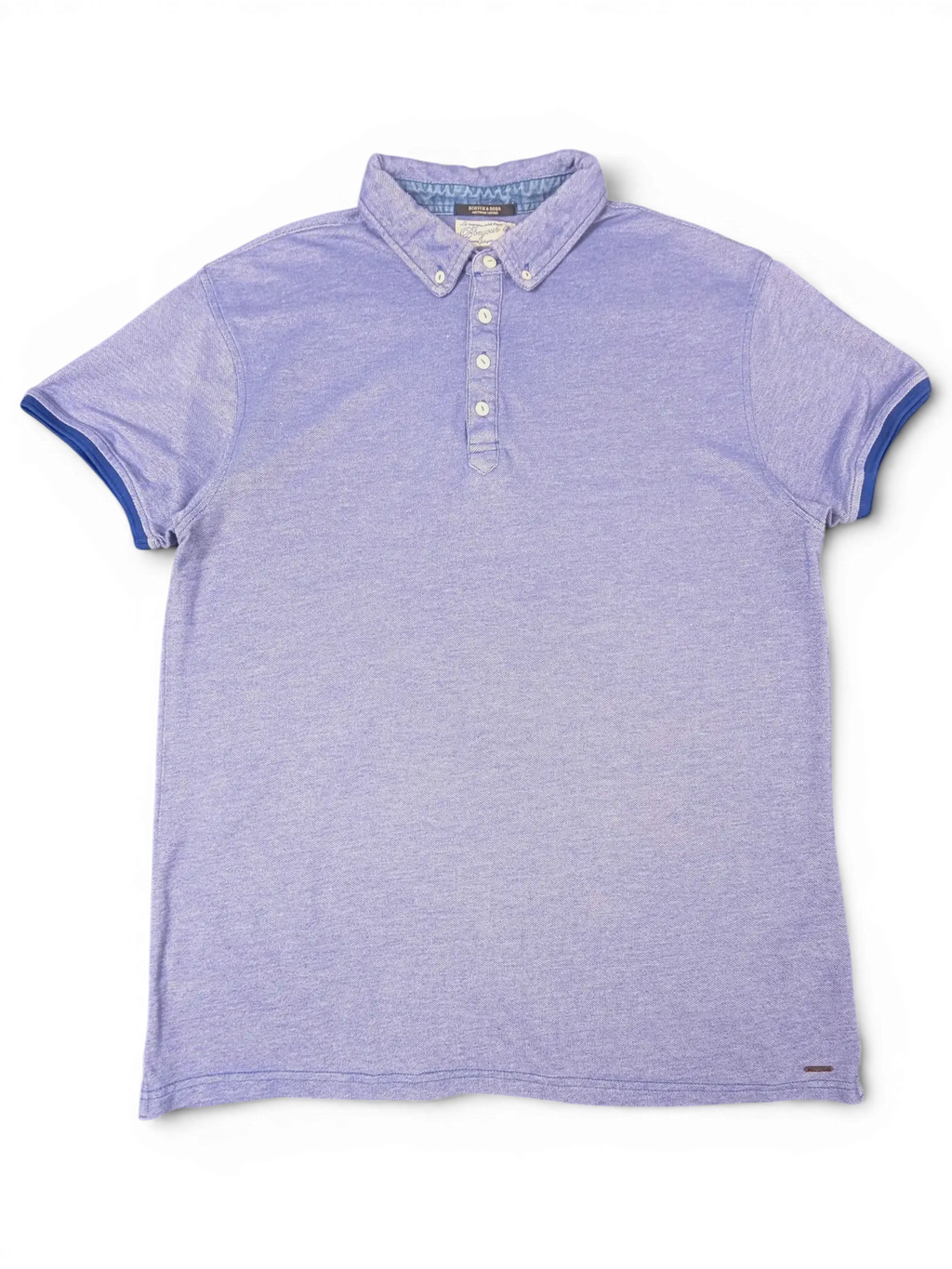 JAKE & IPI Scotch & Soda grey button-down polo shirt with a five-button placket and short sleeves.