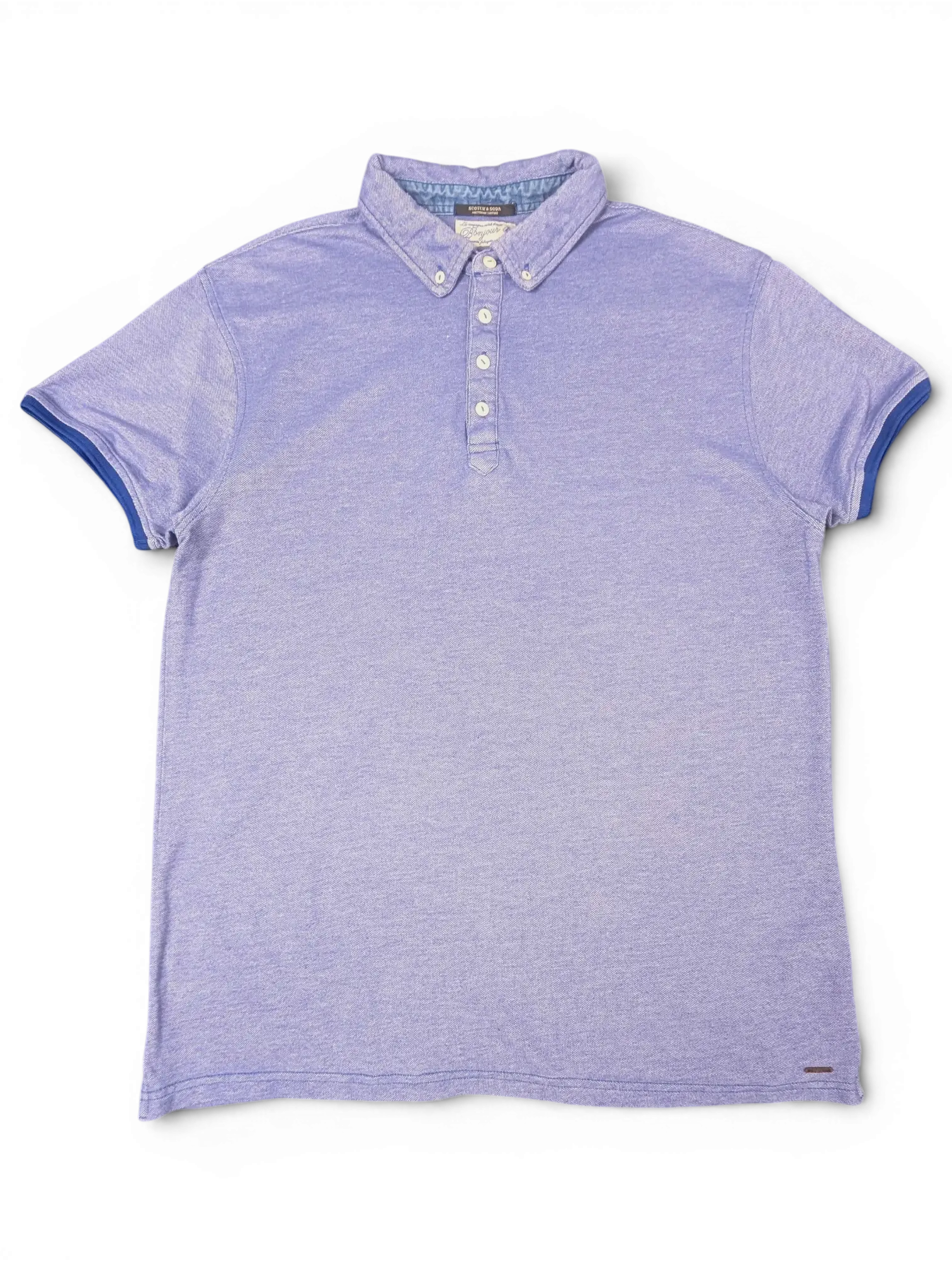 JAKE & IPI Scotch & Soda grey button-down polo shirt with a five-button placket and short sleeves.