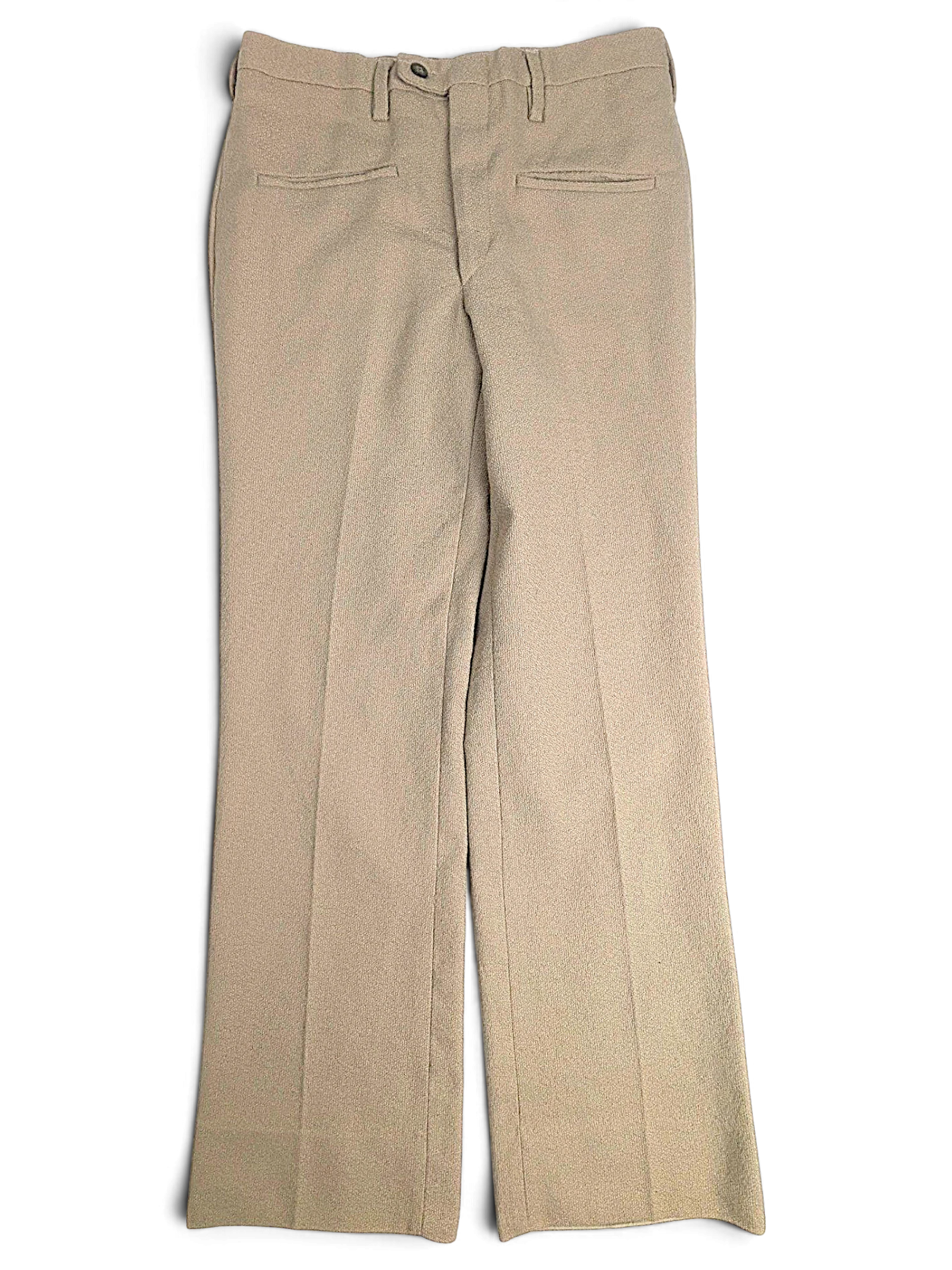 JAKE & IPI Sedici Anni beige wool-blend tailored trousers with a straight leg and textured finish.