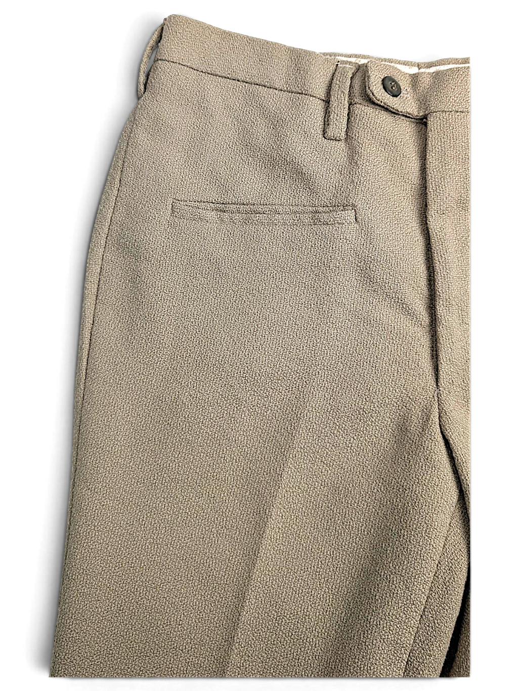 JAKE & IPI Sedici Anni beige tailored trousers in a textured wool-blend fabric with a straight leg cut.