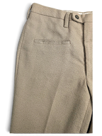 JAKE & IPI Sedici Anni beige tailored trousers in a textured wool-blend fabric with a straight leg cut.