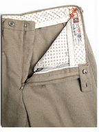 JAKE & IPI Sedici Anni beige wool-blend trousers featuring a textured fabric and patterned interior lining