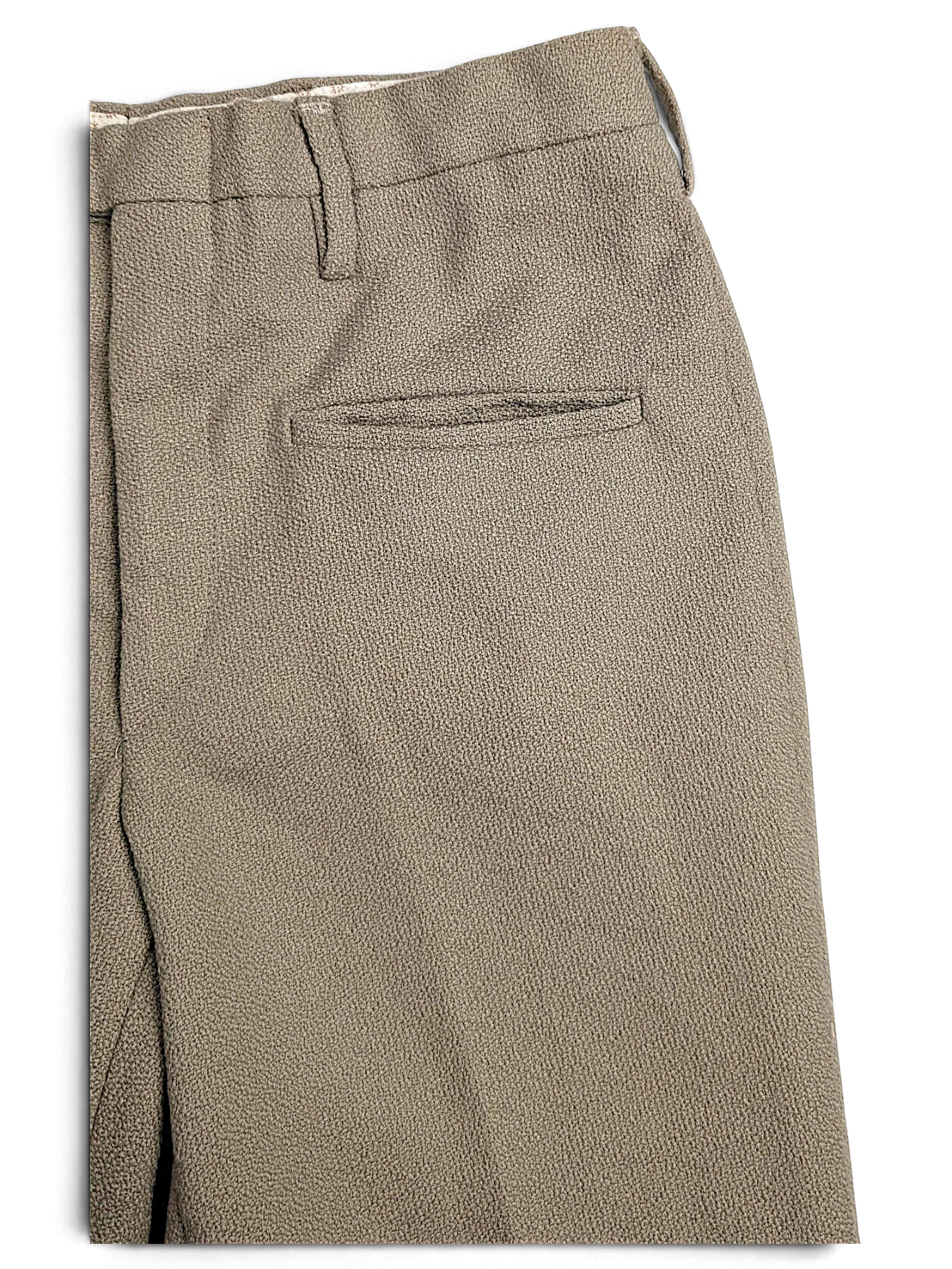 JAKE & IPI Sedici Anni beige textured wool-blend tailored trousers with a single back pocket.