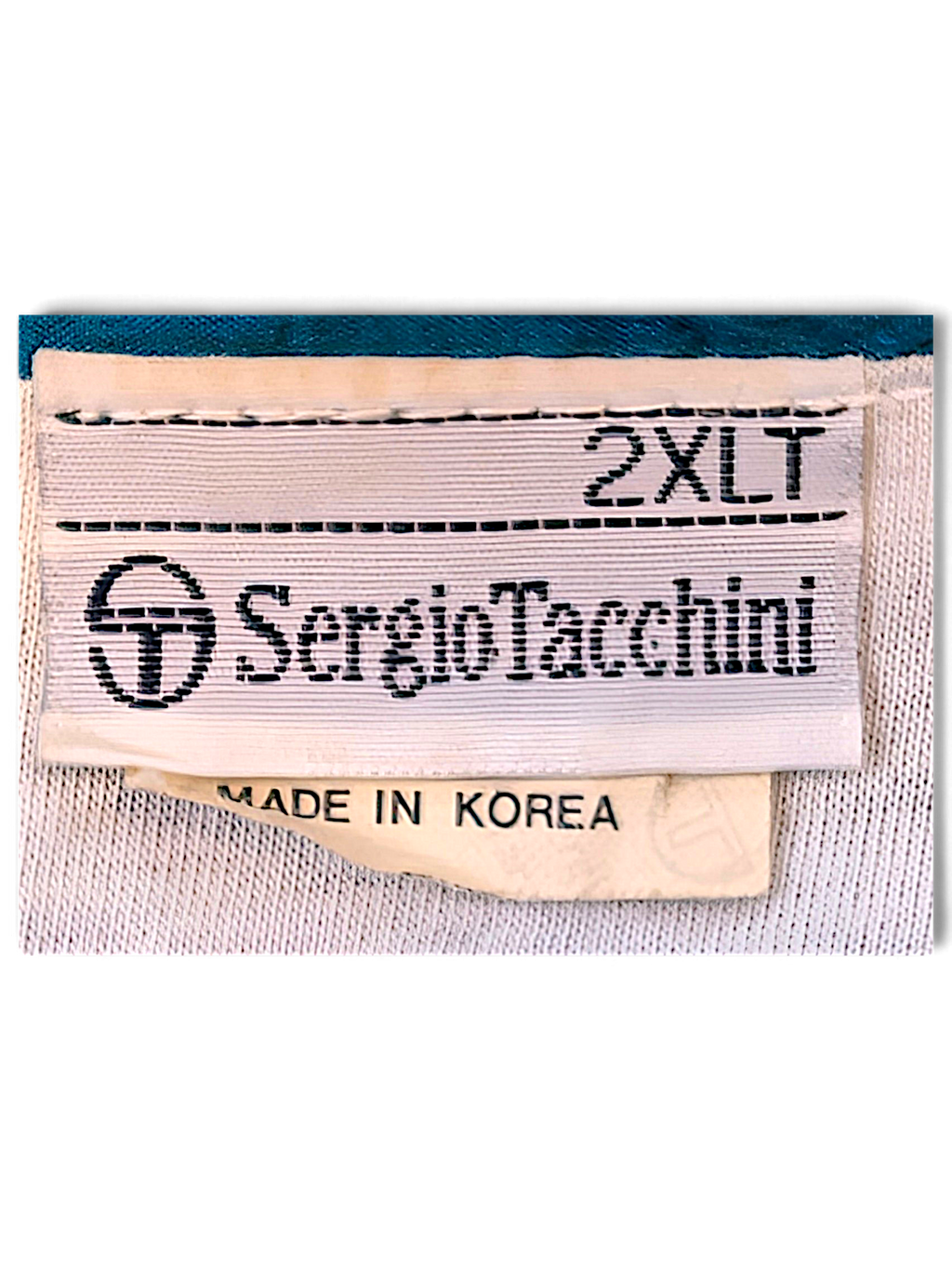 Sergio Tacchini Teal Multicolour Windbreaker – 2XLT; detail view showing fabric, construction, label or condition (image 5 of 7).