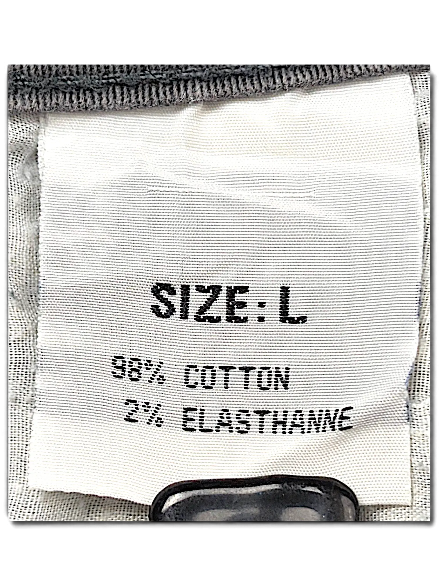 JAKE & IPI Seyoo Denim Division Y2K jeans size L label showing 98 percent cotton and 2 percent elasthanne composition