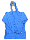 Vintage Class-5 Blue Hooded Drawcord Parka – L; front view (image 1 of 5).