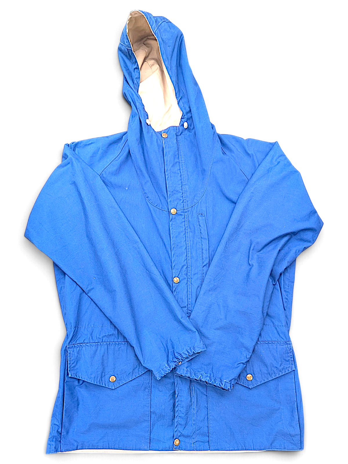 Vintage Class-5 Blue Hooded Drawcord Parka – L; front view (image 1 of 5).