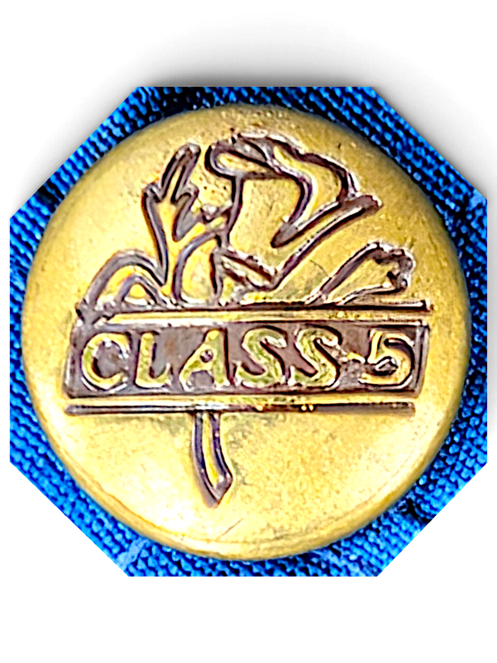 Vintage Class-5 Blue Hooded Drawcord Parka – L; detail view showing fabric, construction, label or condition (image 3 of 5).