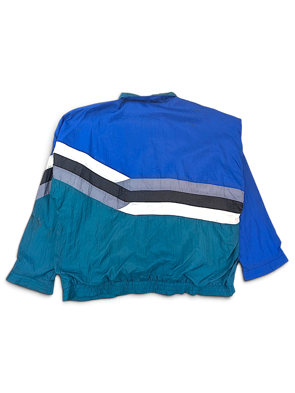 Avait Sportif Blue and Teal Stripe Windbreaker; Back view of the striped windbreaker.