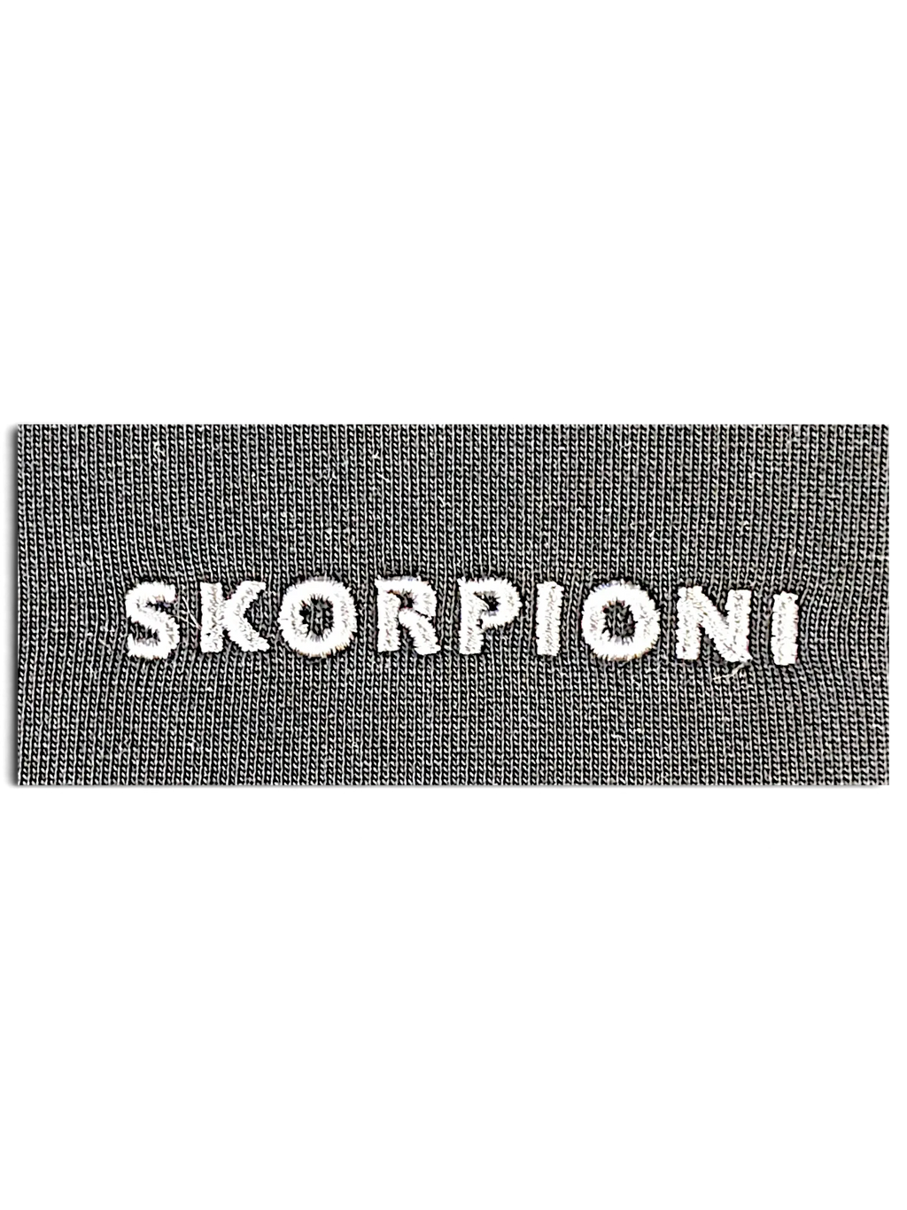 JAKE & IPI IBE Skorpioni crewneck sweatshirt black fabric patch with white embroidered text detail