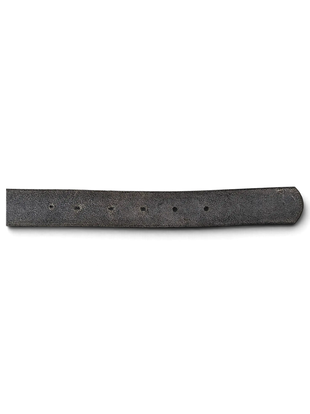 JAKE & IPI slim black leather belt featuring a smooth texture and evenly spaced adjustment holes