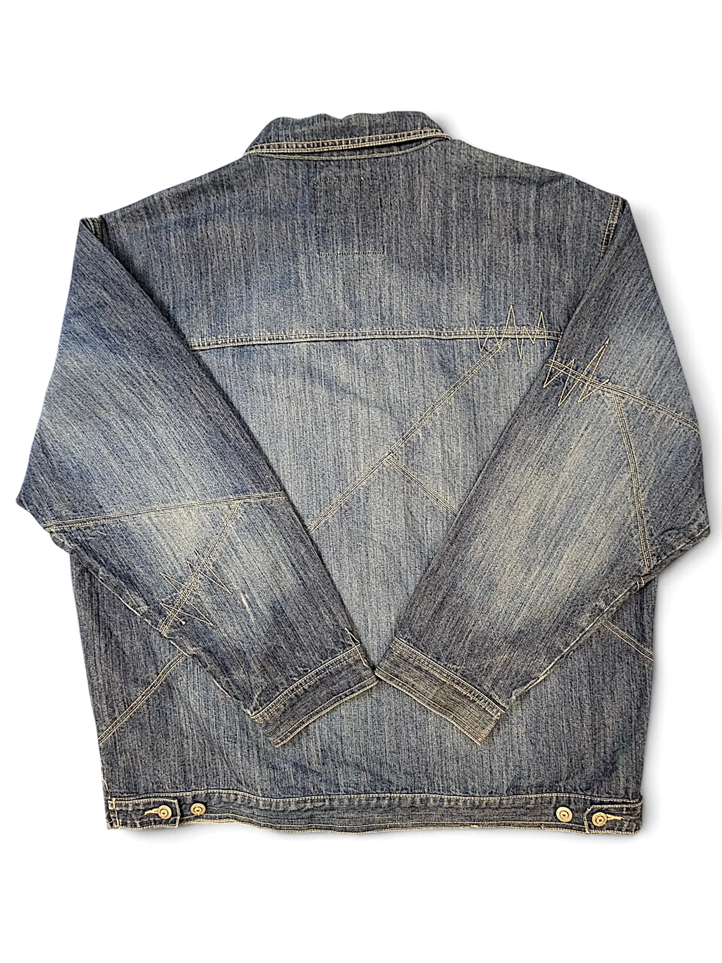 JAKE & IPI Southpole denim jacket in blue with back panel stitching details and buttoned cuffs