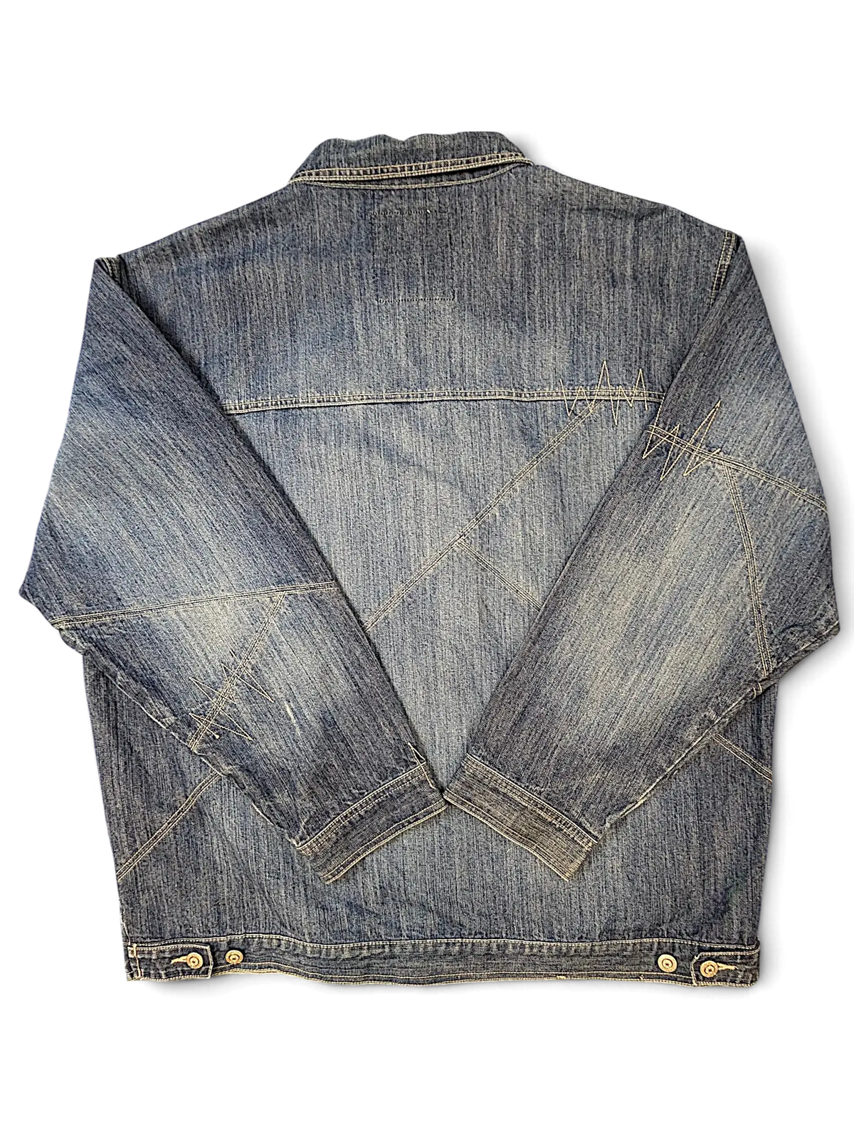 JAKE & IPI Southpole denim jacket in blue with back panel stitching details and buttoned cuffs