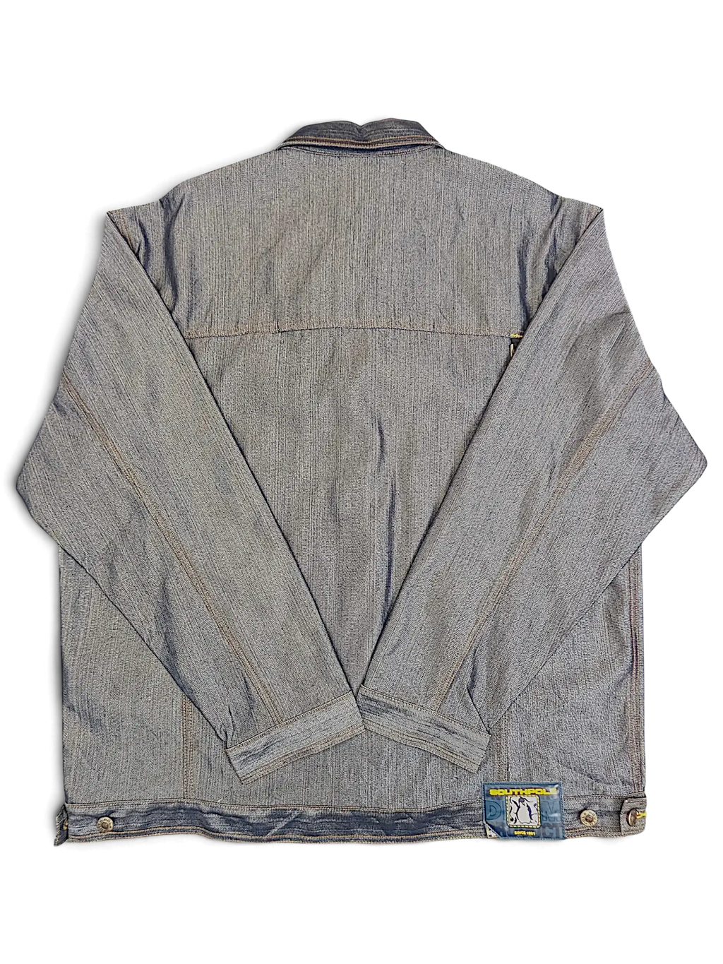 JAKE & IPI Southpole denim jacket in light blue wash with structured workwear design, back view.