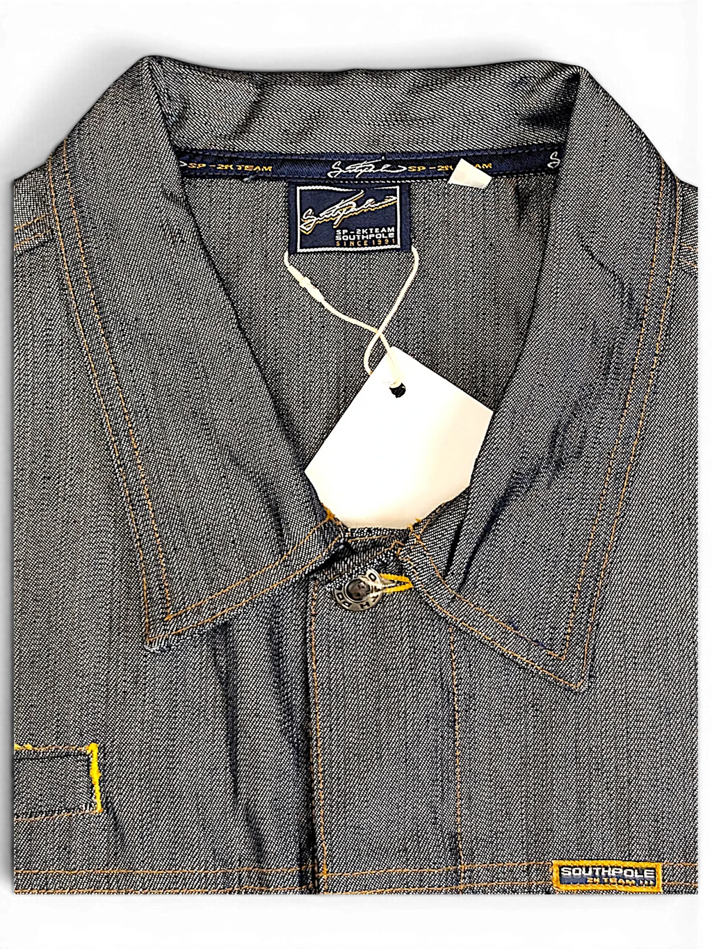 JAKE & IPI Southpole dark grey denim jacket with structured collar and branded label detail
