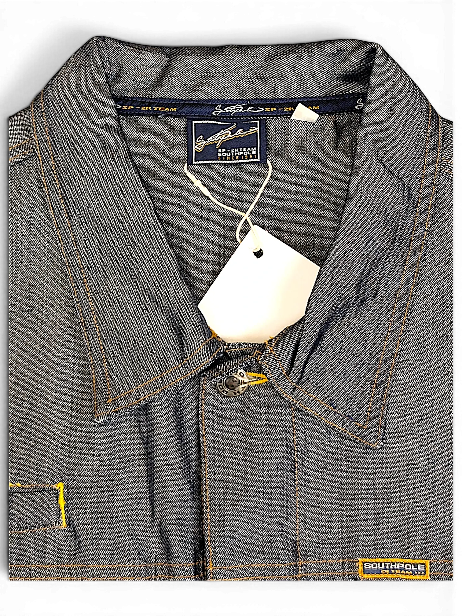 JAKE & IPI Southpole dark grey denim jacket with structured collar and branded label detail