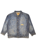 JAKE & IPI Southpole blue denim jacket with distressed patchwork stitching and embroidered chest logo