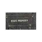 JAKE & IPI State Property tumma farkkutyötakki, valkoiset kontrastitikkaukset ja kirjailtu rintatasku