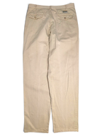 JAKE & IPI Stefanel beige cotton tailored trousers featuring back pockets with button closures and a straight leg fit.