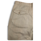 JAKE & IPI Stefanel beige cotton tailored trousers featuring a buttoned flap pocket detail