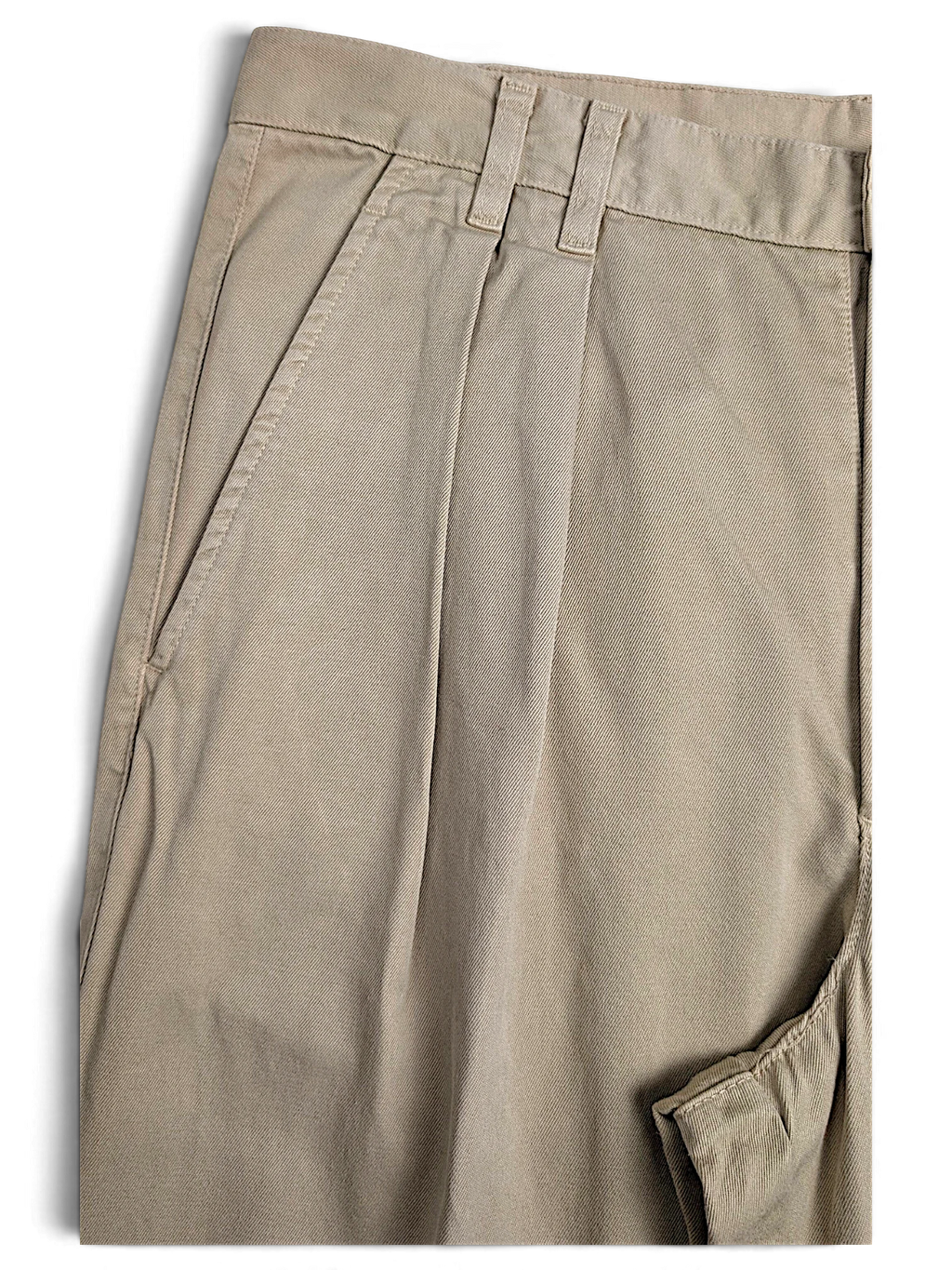 JAKE & IPI Stefanel beige cotton tailored trousers featuring front pleats and side pockets