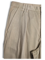 JAKE & IPI Stefanel beige cotton tailored trousers featuring front pleats and side pockets