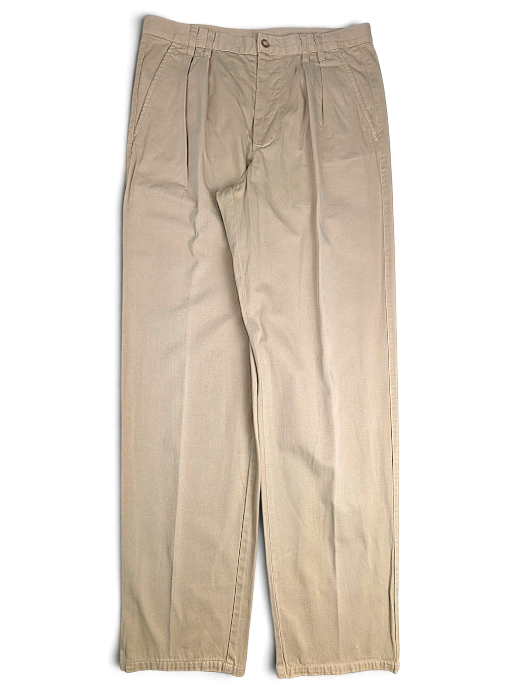 JAKE & IPI Stefanel beige cotton tailored trousers with front pleats and a straight leg fit