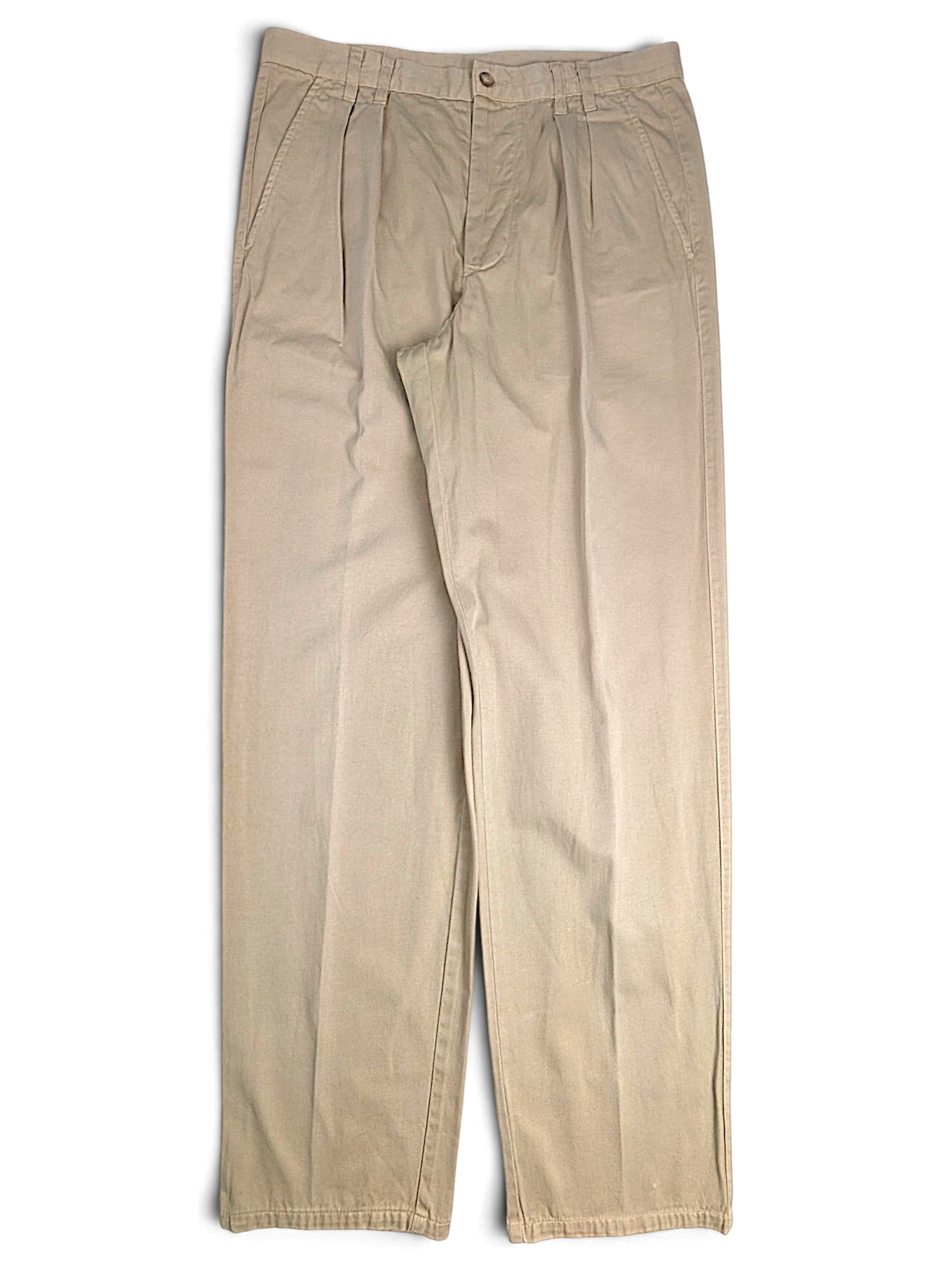 JAKE & IPI Stefanel beige cotton tailored trousers with front pleats and a straight leg fit