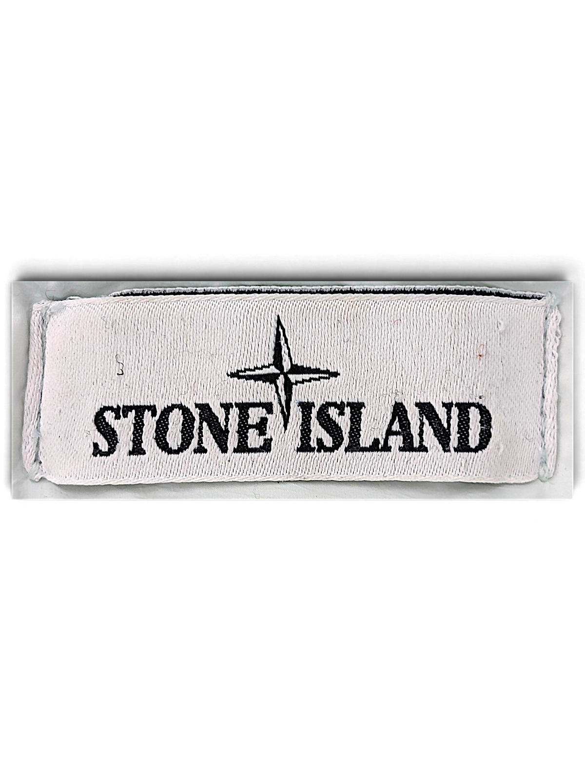 Stone Island compass logo label inside pale blue down coat