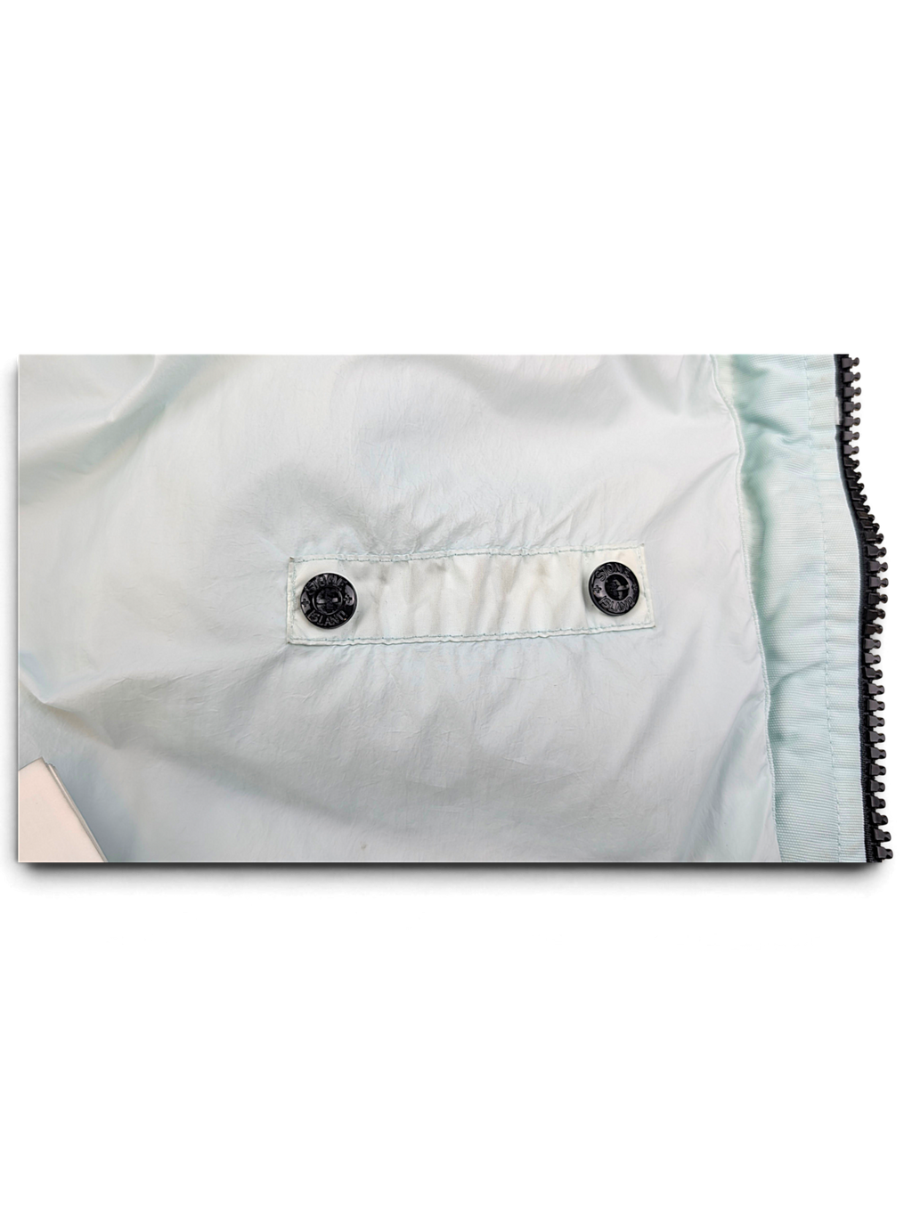 Stone Island down coat branded snap-button detail