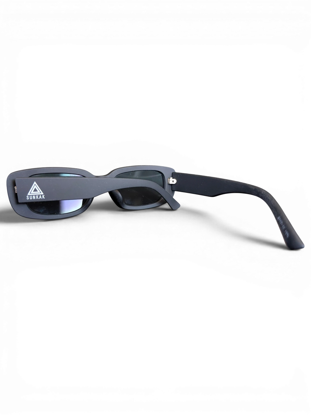 JAKE & IPI Sunkak matte black rectangular sunglasses with white logo detail on the temple