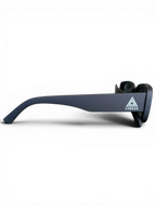 JAKE & IPI Sunkak matte black sunglasses side view with triangle logo detail on the temple