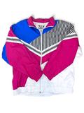 Sunterra Pink and Blue Stripe Windbreaker; Front view of the pink, blue and white striped windbreaker.