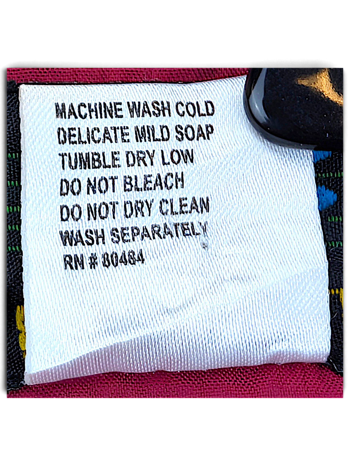 Active Elements Black and Red Stripe Windbreaker; Cold delicate wash and low tumble dry care label.