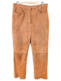 JAKE & IPI Brandt tan suede reindeer leather pants with a classic straight-leg cut and front pockets.