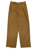 JAKE & IPI Tivoli vintage brown pleated trousers with a relaxed leg fit and plaid waistband lining