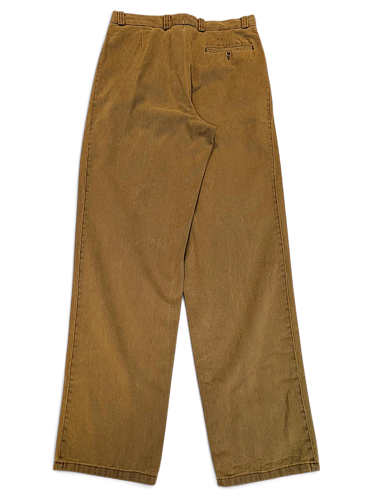 JAKE & IPI Tivoli vintage brown pleated trousers with a relaxed leg and back button pocket